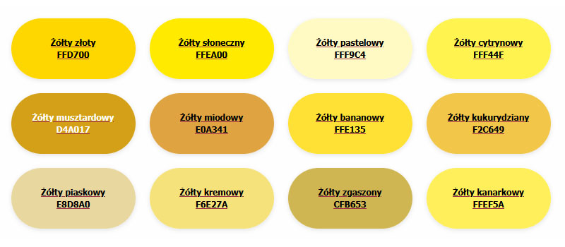 Odcienie żółtego
